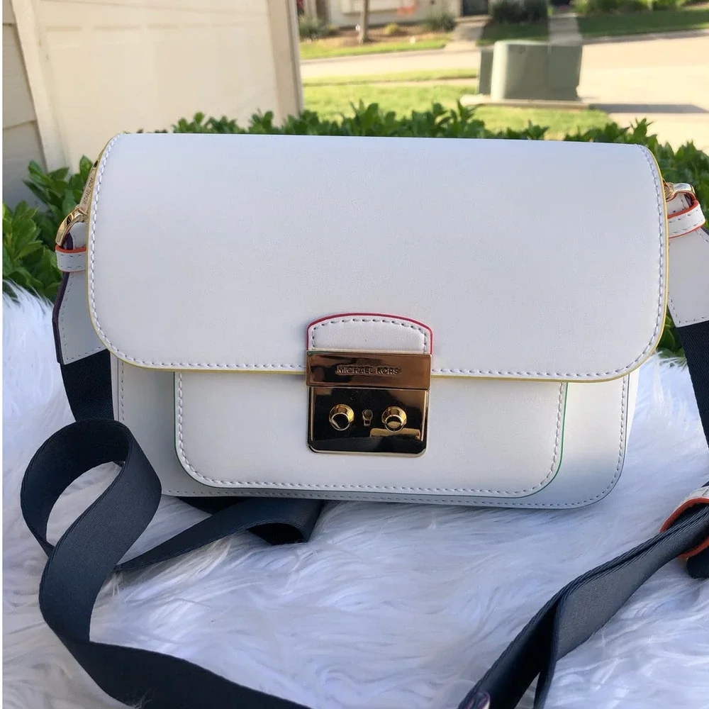 Michael Kors Sloan Editor Leather Messenger Crossbody Rainbow - Picture 6 of 16